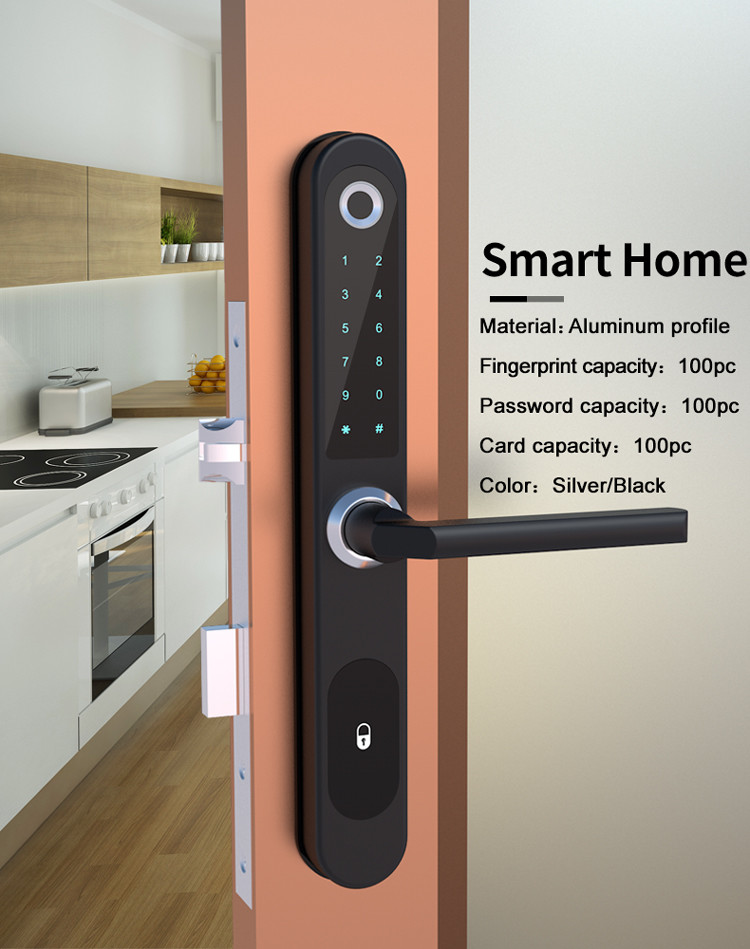 Fingerprint Aluminum Sliding Gate Keyless Waterproof Smart Locks