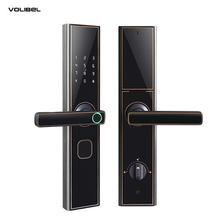 300mm Fingerprint Gate Lock FCC Black Digital Door Lock For Home Hotel